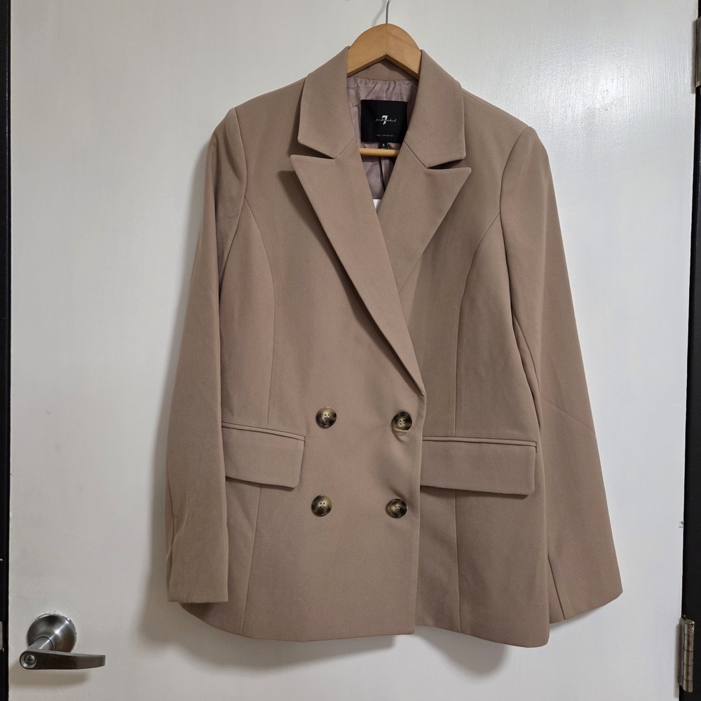 7 For All Mankind Oversized‎ Double Breasted Blazer Jacket In Dusty Blush